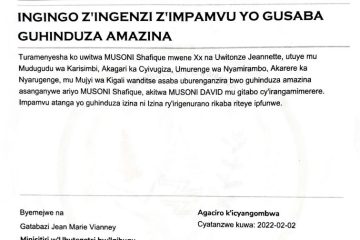 Ingingo Z’ingenzi Z’ Urwandiko Rwa MUSONI Shafique Rusaba Guhindura Amazina