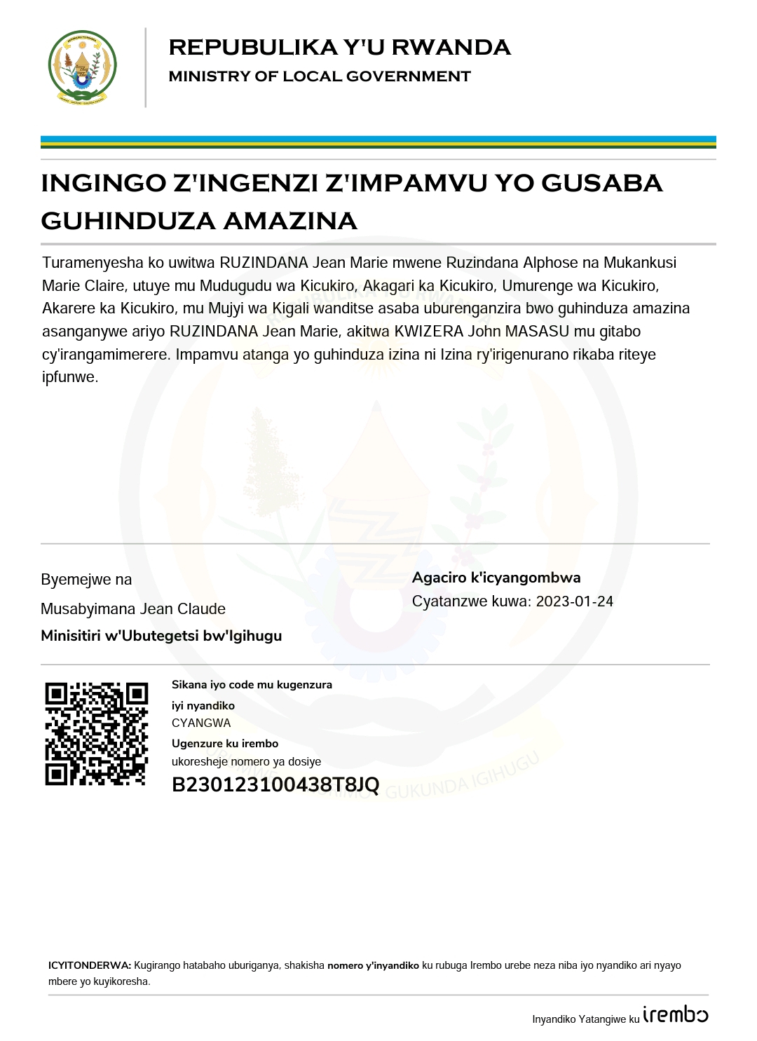 INGINGO Z’INGENZI Z’IMPAMVU YO GUSABA GUHINDUZA AMAZINA