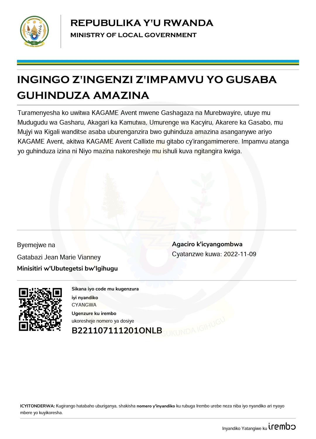 INGINGO Z’INGENZI Z’IMPAMVU YO GUSABA GUHINDUZA AMAZINA