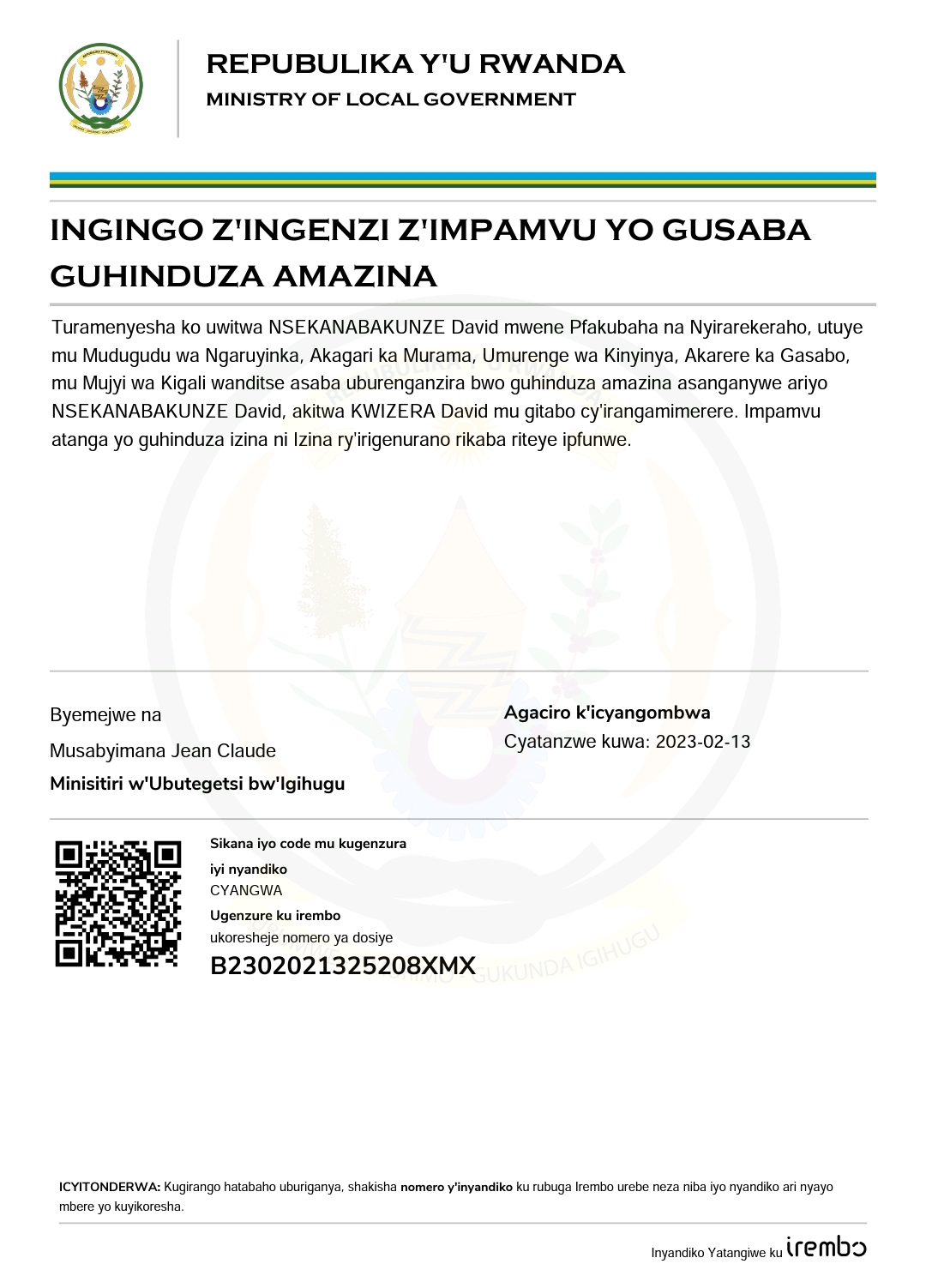 INGINGO Z’INGENZI Z’IMPAMVU YO GUSABA GUHINDUZA AMAZINA