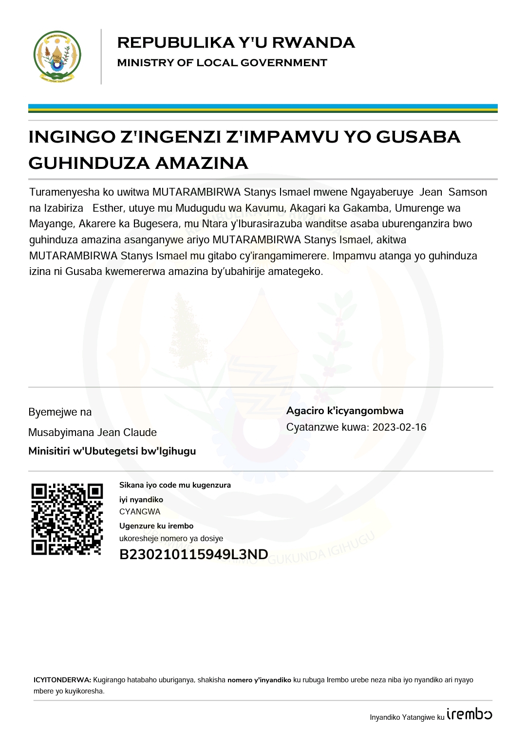 INGINGO Z’INGENZI Z’IMPAMVU YO GUSABA GUHINDUZA AMAZINA