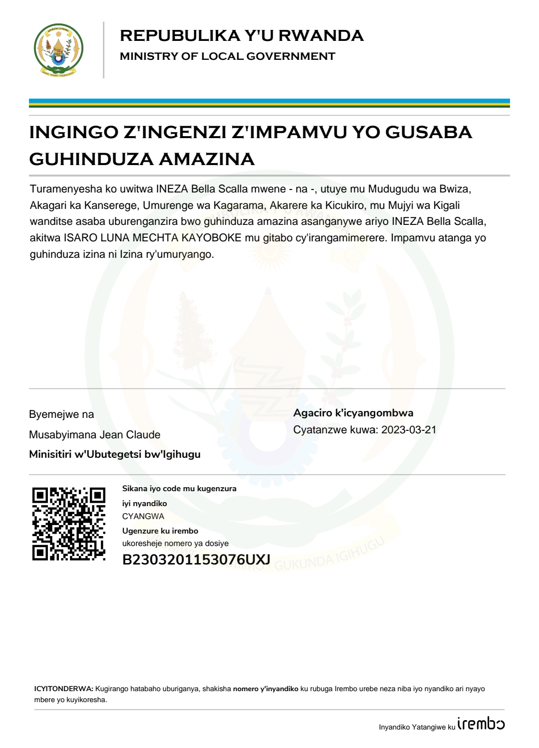 INGINGO Z’INGENZI Z’IMPAMVU YO GUSABA GUHINDUZA AMAZINA