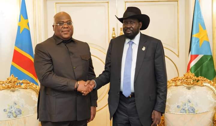 Tshisekedi ntazavuge ko atagiriwe inama.Dore Perezida wa Sudani y’Epfo, Salva Kiir, asubiye i Kinshasa kumukura ku izima.